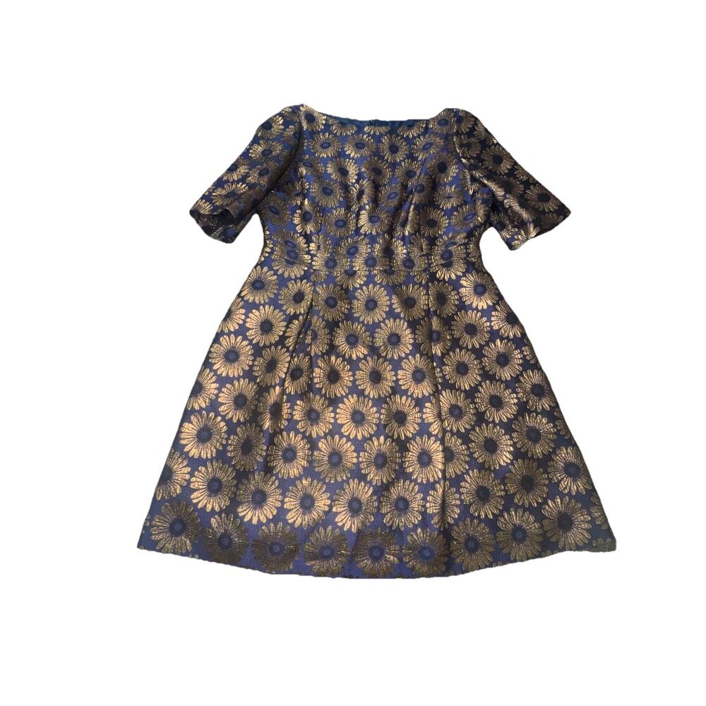 Boden Metallic Gold Floral Brocade Mini Dress